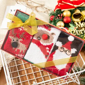 3 pairs Fun Christmas Socks for Women - Funny Xmas Gifts for Female Novelty Cozy Crew Cotton Sock Set Boot Socks for Women Winter Solid Thick Warm Socks Cozy Crew Socks Christmas Gift