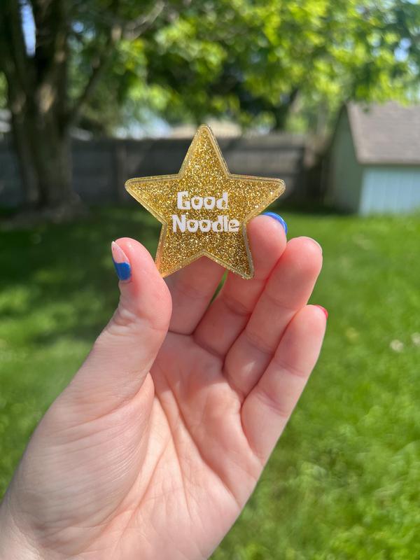 Good Noodle Interchangeable Badge Reel, Gold Star Badge Reel, Gift for Nurse/ Teacher, Funny Badge Reel