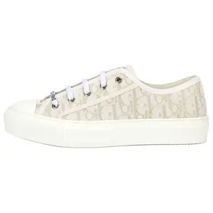 DIOR Walk'n'Dior Women's Low-Top Canvas Sneakers with Platform Soles in White Gold Trending Shoes, House White Official Shoes to Get / Maison Mihara