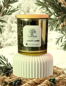 B Horizon Hand-Poured Scented Aromatherapy Candle - 100% Natural Soy Wax, Cozy Woodfire & Vanilla Fragrance, Long-Lasting Even Scent Throw, Rustic Winter Home Decoration, Handcrafted Home Supplies Gift