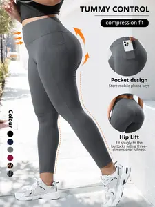 Women's Plus Size High Waist Skinny Pants, Elastic Fit with Pockets, Leopard Print, Casual Commuter Yoga Bottoms, Daily Wear, High Waisted Leggings