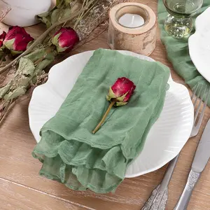 6pcs/36pcs Rectangular Cheese Cloth Napkins, Sheer Bohemian Washable Table Napkins for Wedding Party Baptism Birthday Decorations