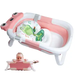 Baby Bathtub for Newborns & Infants 0-12 Months - Foldable, Compact, Non-Slip Bath Tub with Adjustable Cushion - Safe & Comfortable Bath Seat - Perfect for Home & Travel (Pink)