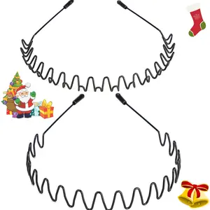 Metal Headbands for Women Men, 2 Pack Fashion Unisex Black Hairband Sports Headwear Hair Hoop Hair Accessories for Home, Outdoor (2 Pack)