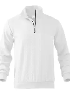 Men's Patchwork Jacquard Long Sleeve Sweatshirt, Casual Fashion Retro Stand Collar Zipper Design, Stylish Versatile Fall Winter Wear