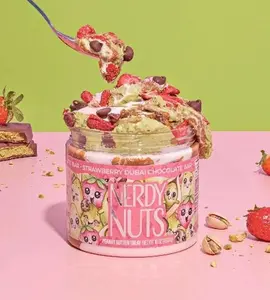 Strawberry Dubai Chocolate Bar Peanut Butter Treat By Nerdy Nuts
