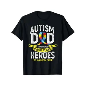 Summer t Shirts Autism dad some people look up to their heroes autism T-Shirt, Trendy Cotton Tops Short Sleeve