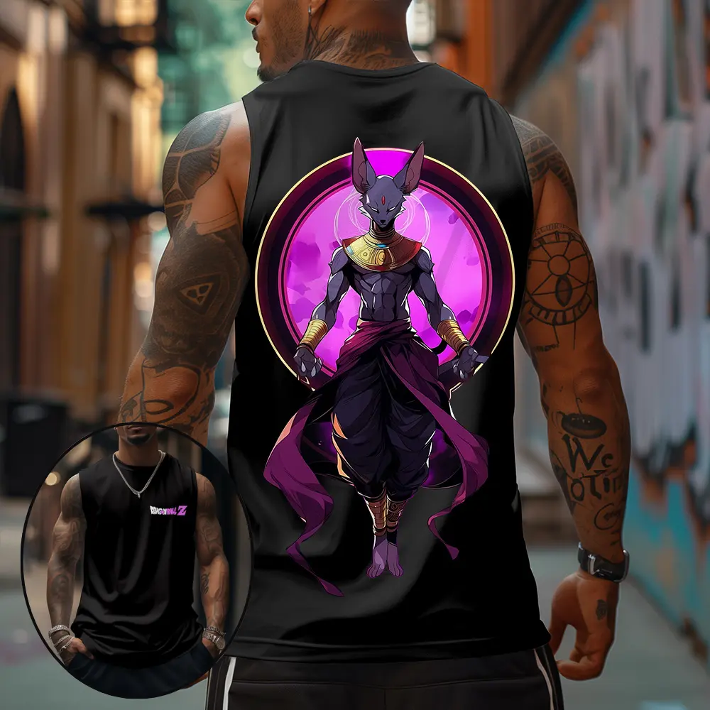 80s 90s Dragon Ball DBZ Beerus Oversized singlet muscle men's graphic tees Fits Anime tank tops men gifts