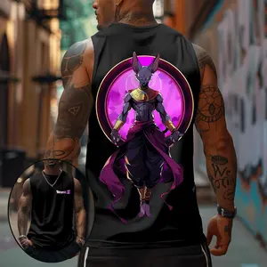 80s 90s Dragon Ball DBZ Beerus Oversized singlet muscle men's graphic tees Fits Anime tank tops men gifts