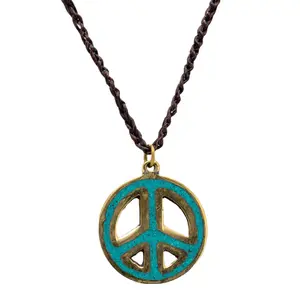 Peace Sign Stone Inlay Necklace