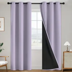 100% Blackout Curtains for Bedroom,Thermal Lilac Grommet Window Drapes Room Darkening Curtains for Living Room with Black Back,38 x 84 Inch,2 Panels