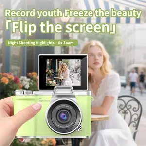 Portable digital camera with high-definition CCD, flip screen for travel photography that can take selfies, student campus travel portable card machine, perfect gift