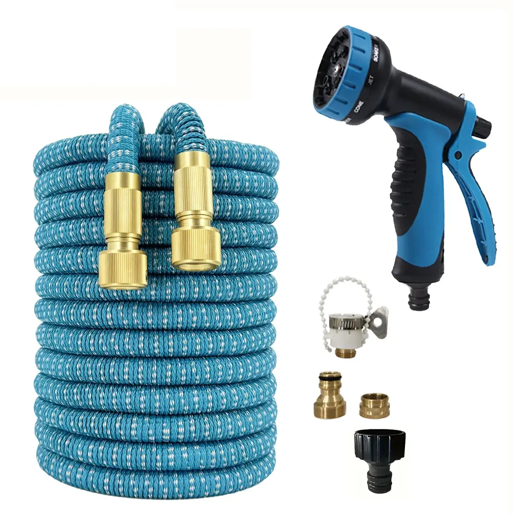 Expandable Garden Hose Set 25ft-150ft, High Pressure Car Wash Gun, Multi-Purpose Sprayer Nozzle, Us/eu Connectors, Outdoor Use, Expandable Flexible Hose, Rubber Water Hose