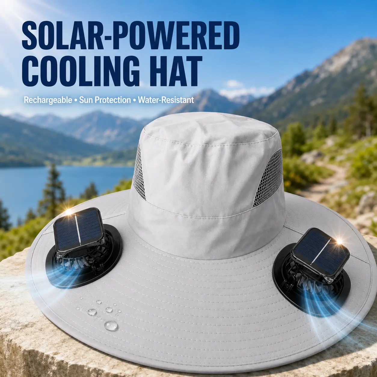 Summer Solar-Powered Cooling Bucket Hat for Men & Women, Lightweight Water-Resistant Sun Hat with Rechargeable Fan, Breathable Summer Hat for Fishing, Hiking, Gardening, Outdoor Sports, Field Trips, Beach & Travel