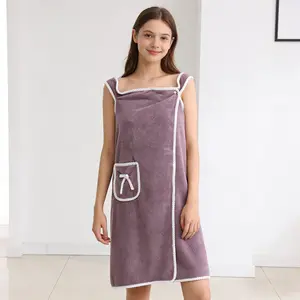 Wholesale Coral Flannel Bath Robe, Pure Cotton Absorbent Thickened Bathrobe for Women Adults, Home Use Bath Towel