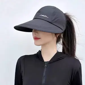 Enlarged brim sunscreen hat, women's outdoor baseball cap, men's quick-drying peaked hat, empty top sun hat, can be tied in a ponytail