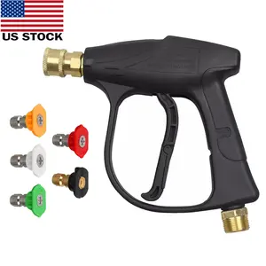 1/4" High Pressure Washer Gun 4000 PSI Car Wash Foam Spray Short Wand w/5 Nozzle