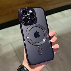 Luxury Magnetic For Magsafe Wireless Charge Plating Clear Case For iPhone 12 13 14 15 16 Pro Plus Max Shockproof Silicone Cover