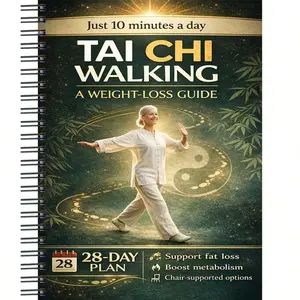 28-Day Tai Chi Walking Weight Loss Plan for Seniors, Gentle Daily Walks, Joint-Friendly, Low-Impact Exercise, Chair-Assisted, Indoor & Outdoor