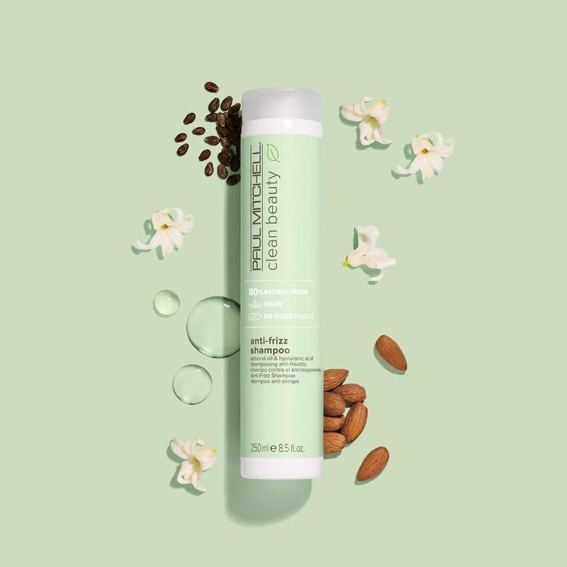 Paul Mitchell Clean Beauty Anti-Frizz Shampoo - 8.5 fl oz, Sulfate-Free, Plant-Based Formula with Almond Oil & Hyaluronic Acid Smooth Haircare Low Porosity Hair Products Cleanser Conditioner Cleansing
