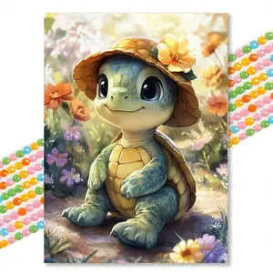 Cute Turtle Diamond Painting Kit, DIY Soft Adorable Round Drill Set, Room Warm Decoration Hanging Art