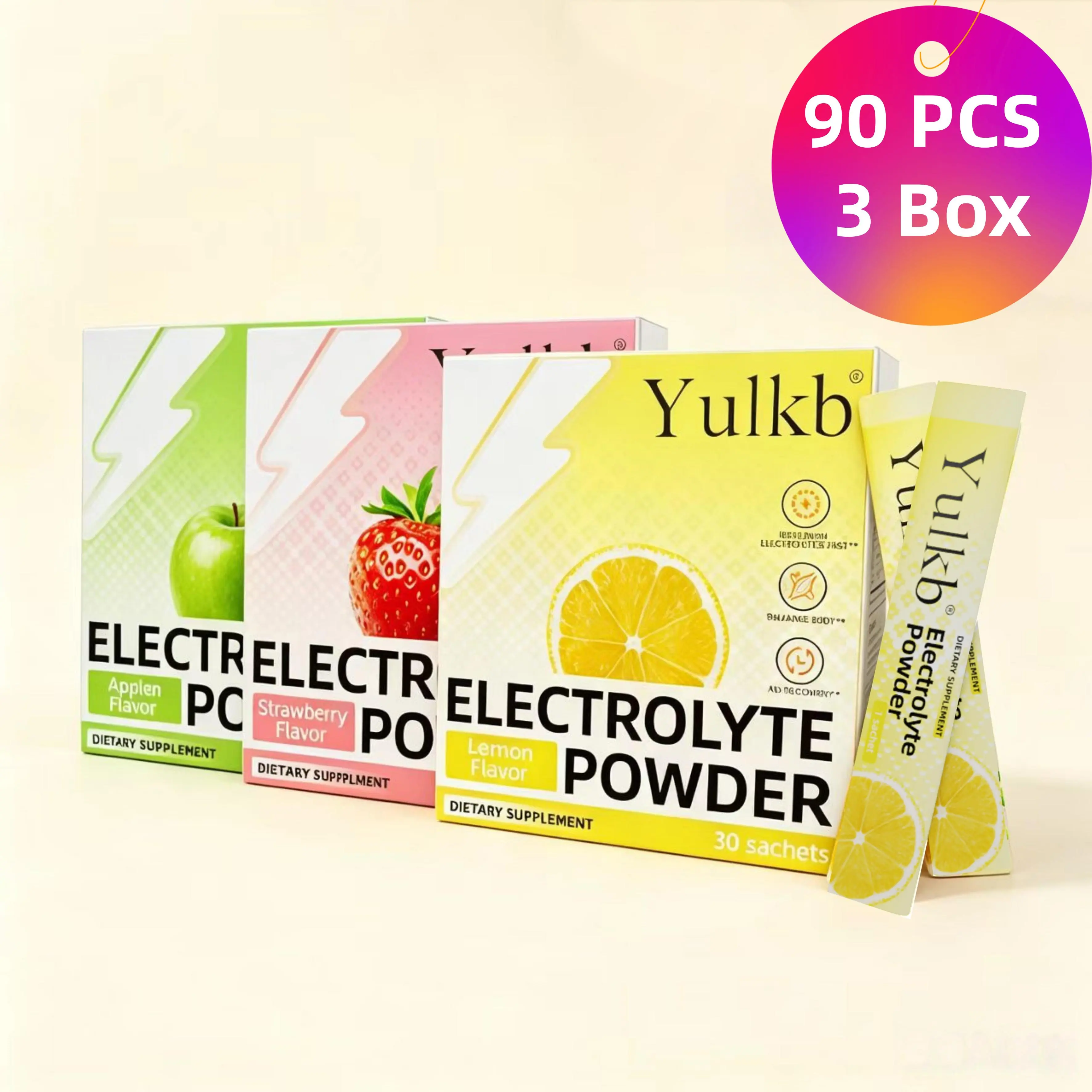 Sugar-FreeHydrationMultiplier -Hydration Drink-Convenient Single-Serving ,Gluten Free, Vegan,Zero-Convenient,Vitamin & Mineral Electrolytes|-30Servings Sugar-Free HydrationPackets[Hydration + Immunity-Apple, Strawberry, and Lemo Flavors]-30pcs