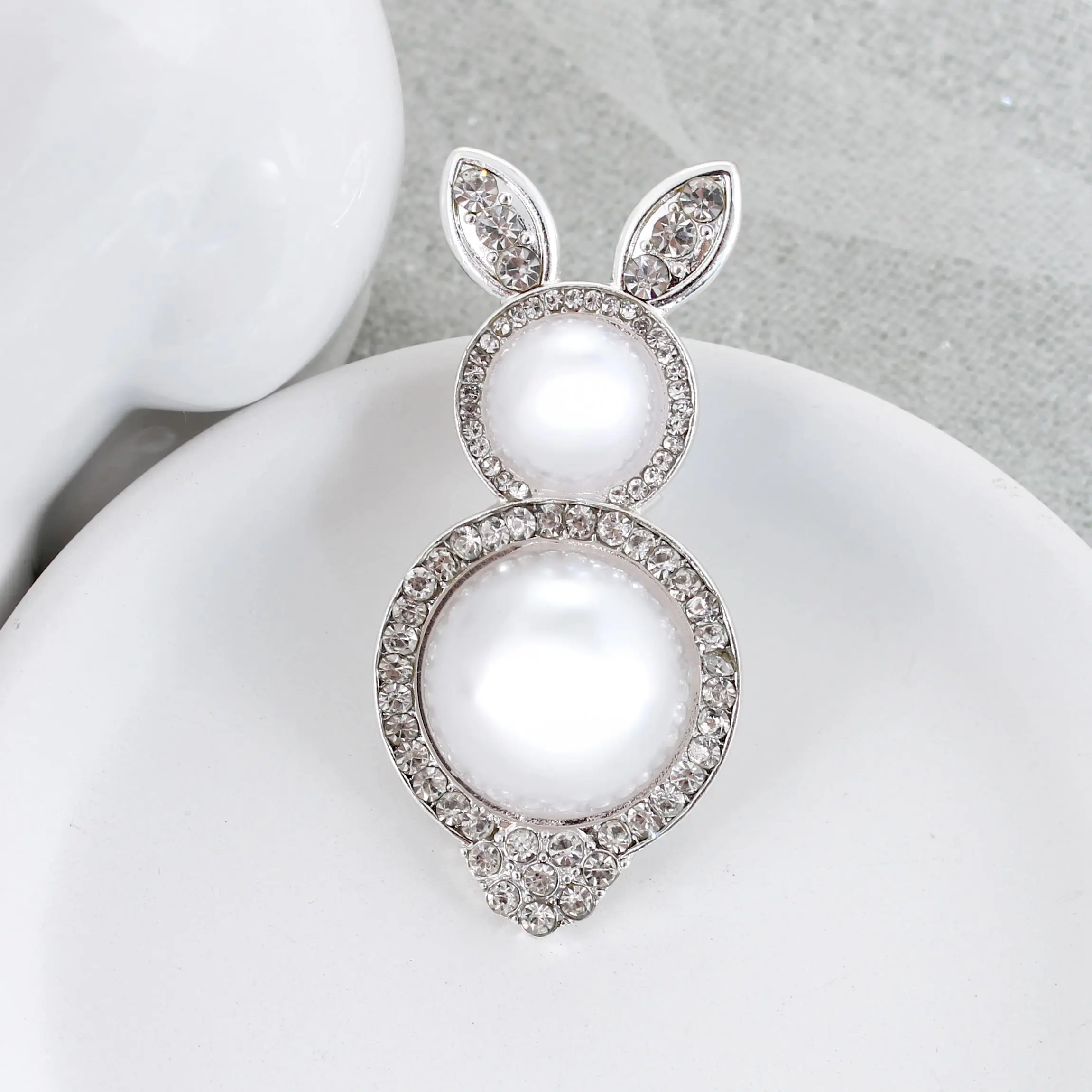Pearl & Crystal Easter Bunny Pin/Pendant