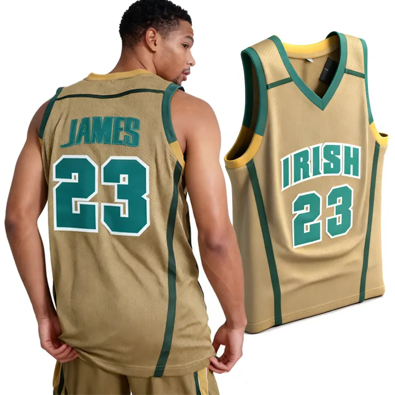 Seattle Jersey Top, Unisex Irish Basketball Loose Fit Activewear Clothing with Stitched #23 James, Moisture-Wicking Mesh for Outdoor Sports