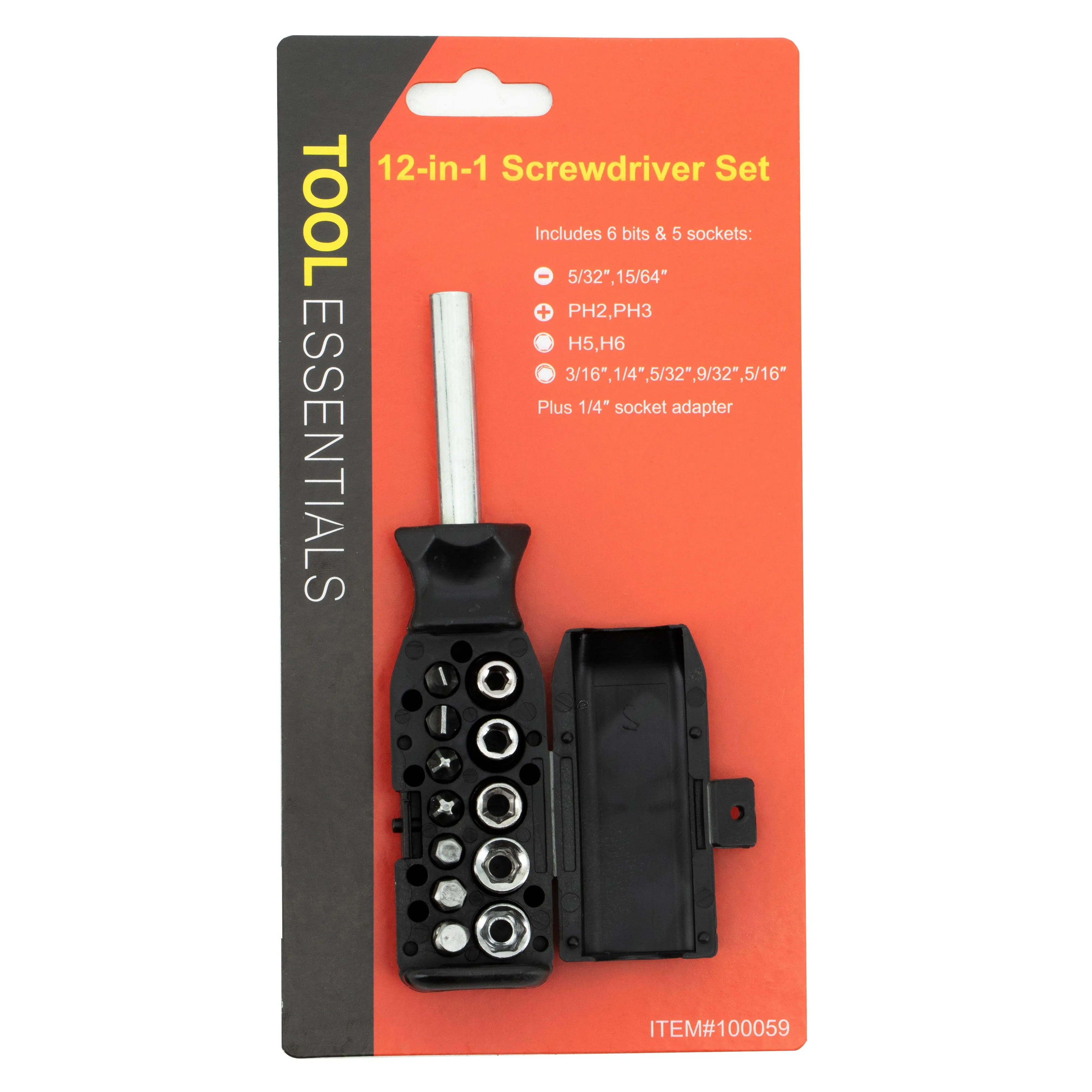 WorldWide Sales Online Tool Essentials 12 Piece Screwdriver Bit & Socket Set with In Handle Storage