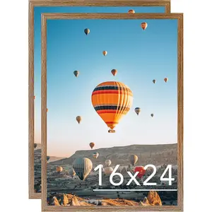 16x24 Picture Frame Set of 2 for Poster Photo Picture and 40x60 cm Canvas, Horizontal and Vertical Formats for Wall Hanging, 16 x 24 Wall Gallery Poster Photo Frame,2 Pack, Rustic Brown