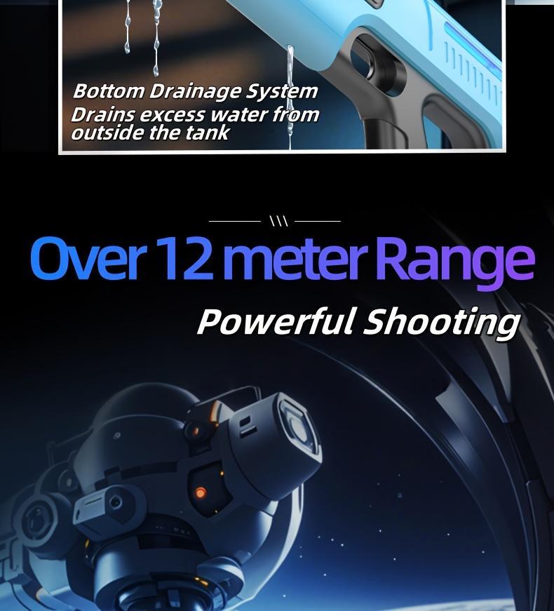 Auto-Fill Electric Water Gun, Pulse Jet Squirt Gun with LED Light Show, 40ft Long Range Rapid-Fire Water Blaster, USB Rechargeable Large Tank Waterguns for Kids & Adults, Adult Water Gun for Pool Beach Backyard