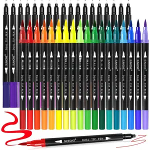 36 Colors Dual Brush Marker Pens, Art Marker Set with Brush and Fineliner Tip for Adults Coloring Books, Journaling, Note Taking
