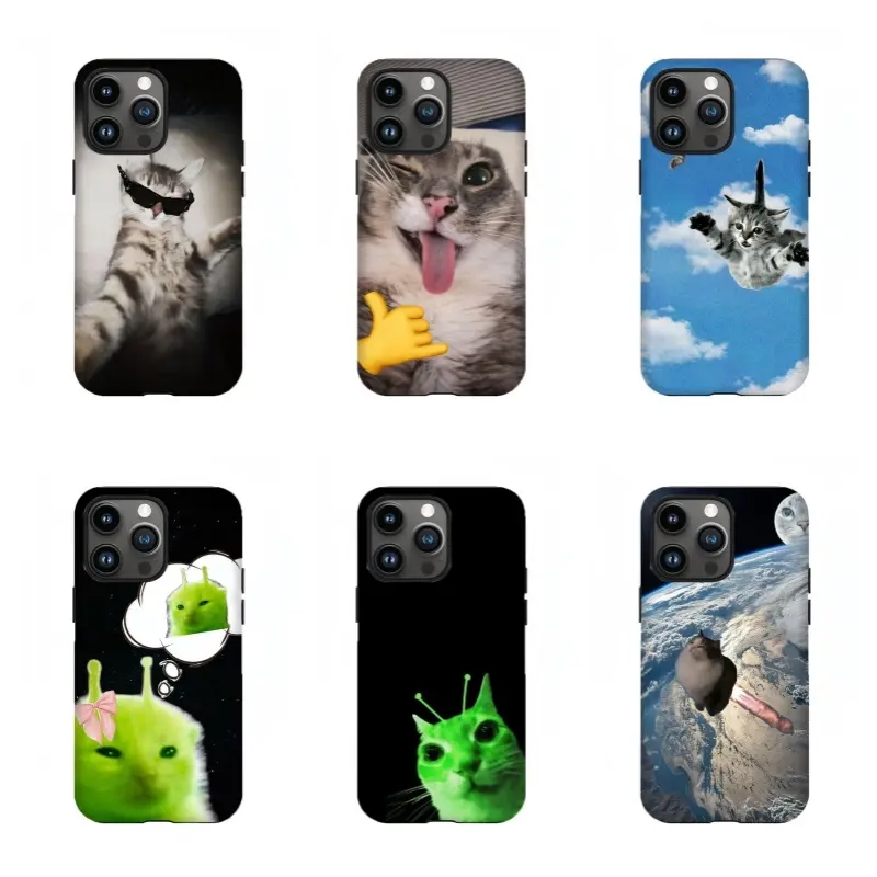 Funny Cat Meme Phone Case, Cool Sunglasses Cat, Alien Cat & Space Cat Design, Shockproof Protective Cover for Cat Lovers,for iPhone 17/16/15/14/13/12/11 ProMax Plus for Samsung phones,an excellent gift for friend or fans.