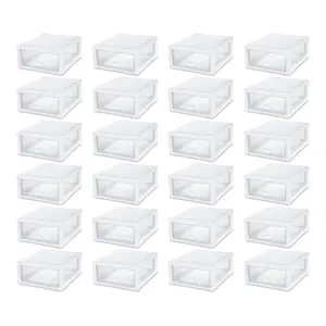 Sterilite 16 Quart Clear Plastic Stacking Storage Drawer Container Box 24 Pack Modern Shoe Organizer Laundry Organizer Shelf Organizer Racks Wall White