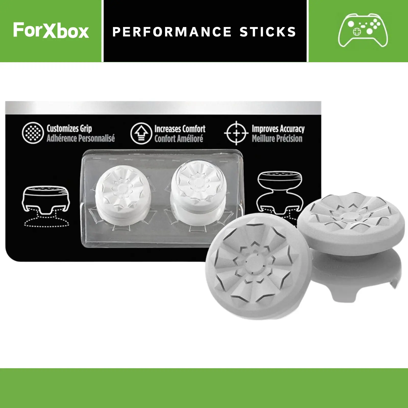 Xbox Controller Thumbsticks - Gamepad Thumbstick Replacement Module Joysticks, Controller Thumb Grips, Anti-Slip Grip, Mixed Height (1 High-Rise, 1 Mid-Rise) Dual Analog Joysticks, Enhanced Accuracy, Comfort