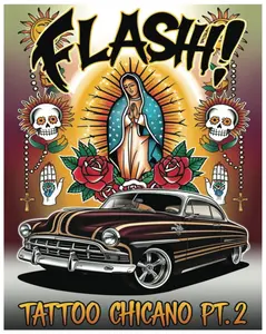 FLASH! Tattoo Chicano pt.2: An 8x10 Adult Coloring Book Featuring 50 Detailed Chicano Tattoo Flash Designs, Including Lowriders, Aztec