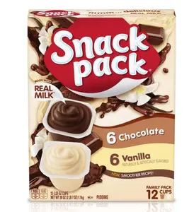 Snack Pack Chocolate and Vanilla Flavored Pudding Cups Family Pack, 12 Count Pudding Cups
