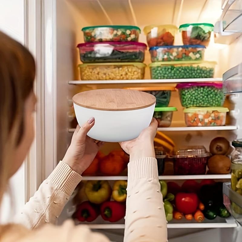 Simple Salad Bowls With Lids, Set Of 3 (7" + 8.8" + 11") Serving Bowls With Bamboo Lids, Bamboo Fiber Mixing Bowls For Salad Cereal Pasta Soup Fruit Popcorn Chips