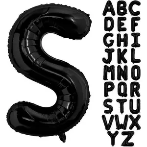 Black Letter S Balloons, 40 Inch Alphabet S Letter Balloons Foil Mylar Big Letter Balloons for Birthday Party Anniversary New Year Graduation Wedding Decorations