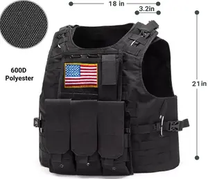 GALAXYLENSE Universal Airsoft Hunting Paintball Tactical Vest - Breathable Polyester, Multi Pockets, Adjustable Size, Heavy Duty Back Loop System