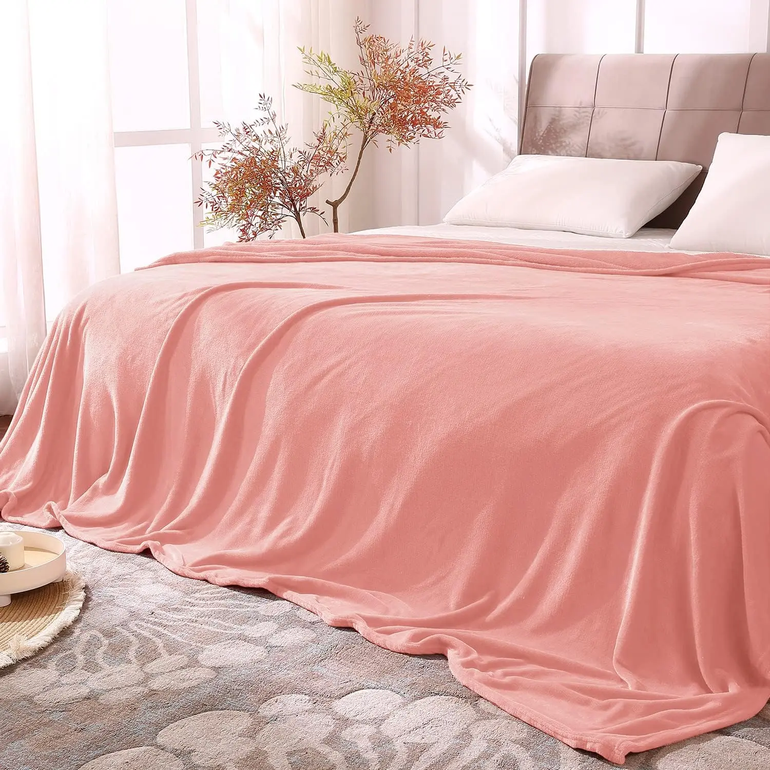 King Size Blankets for, Plush Fuzzy 108x90 inches, Super Warm Lightweight Throw Seasons Suitable, Pink