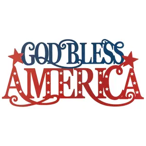 Glitzhome 24" Patriotic Metal GOD BLESS AMERICAWall Hanging