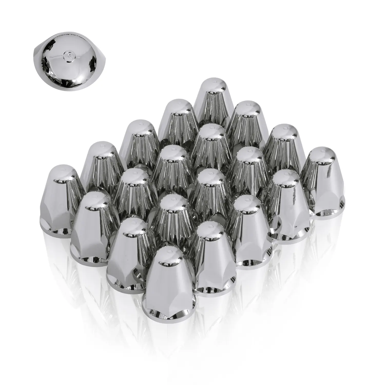 20/60 Pcs 33mm by 2-5/8" Chrome ABS Lug Nut Covers Kit Premium ABS Chrome Push-on Nut Cover Caps Flanged Lug Nut Covers for Semi Truck Trailer