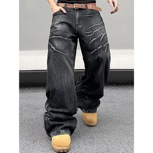 Premium Cotton Y2K Jeans | Men's Oversized Baggy Denim Streetwear Casual Pants