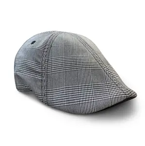 The Plaid Trainer Boston Scally Cap - Light Grey & Black