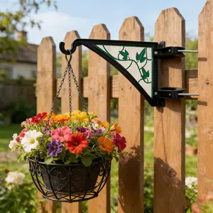 Deck Railing Planter Stand with Ivy Leaf Pattern, Durable Flower Box Holder, Suitable for Balcony and Fence, Outdoor Decorative Plant Hook, Hanging Plant Hanger