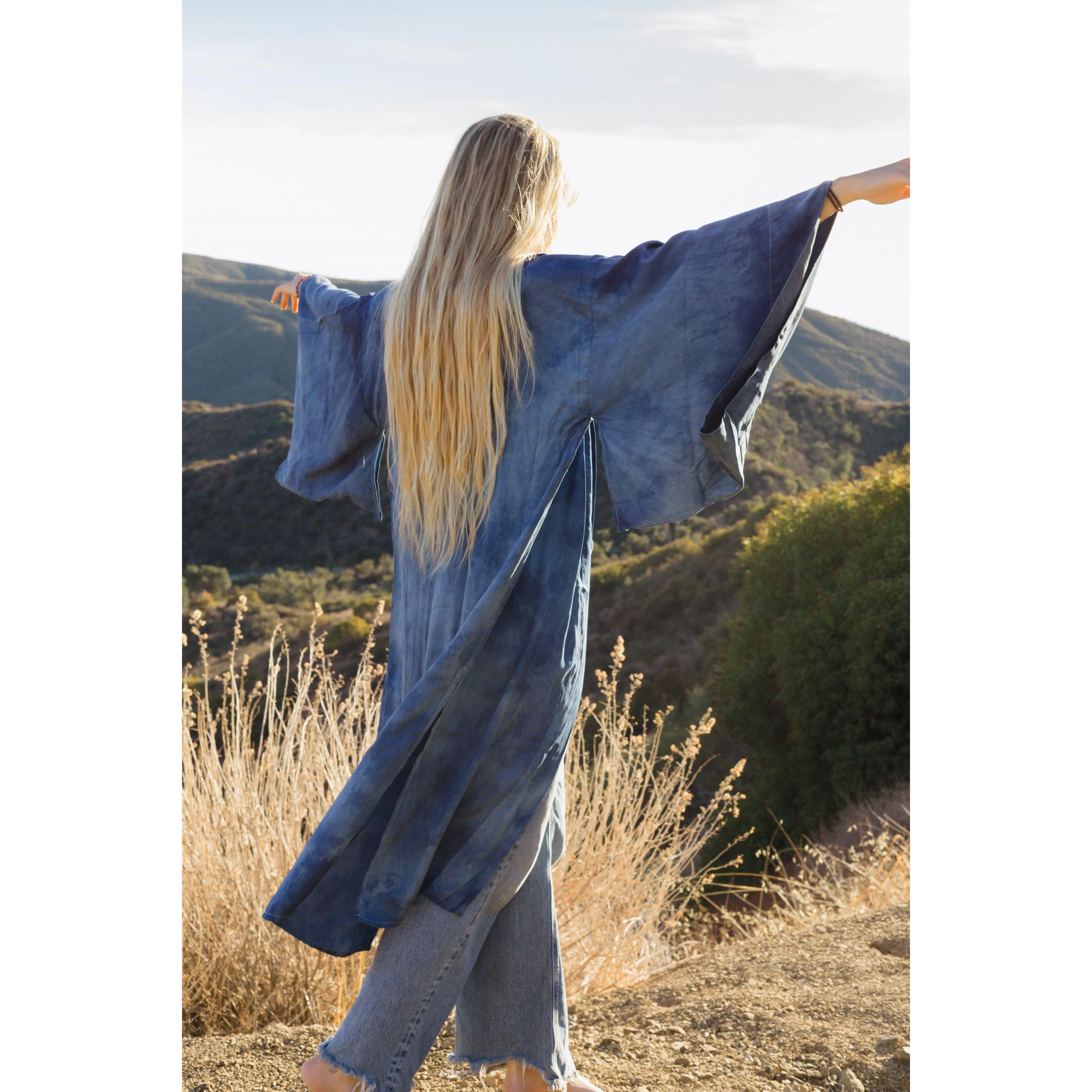 Stevie Indigo Silk Kimono