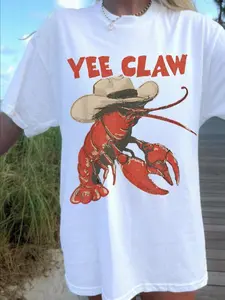Lobster Cowboy Shirt UNISEX Trendy Yee Claw Tee Funny Lobster Tshirt Western Beach Top Amalfi Coast Trip Tomato Girl Summer