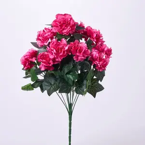 Fuchsia Pink Silk Carnation Blooms 12 Stem Faux Floral Bouquet Spray - 20"