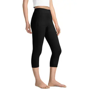 Girls Capri Leggings High Waisted Athletic Leggings with Pockets for Kids Dance Gymnastics Running